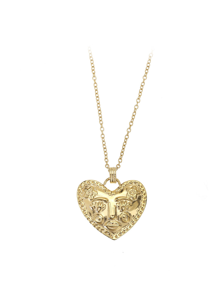 Rose & Camellia Ketting 10505 - Long Necklace Heart Smile - Goud - 70+10 CM