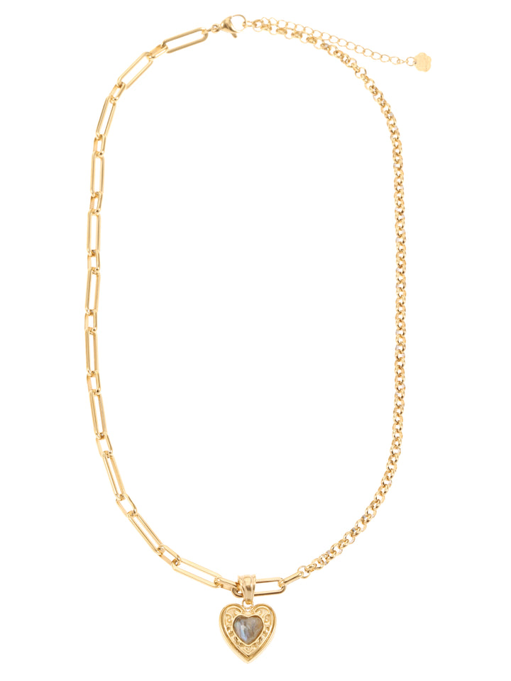 Rose & Camellia ketting 08955 - Dames Ketting - Heart Vintage Look - Goud - 40+5 CM
