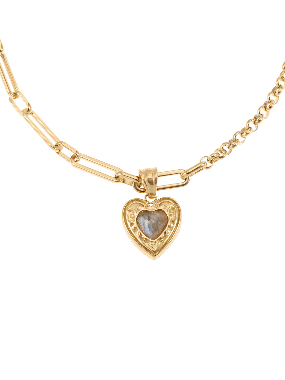 Rose & Camellia ketting 08955 - Dames Ketting - Heart Vintage Look - Goud - 40+5 CM