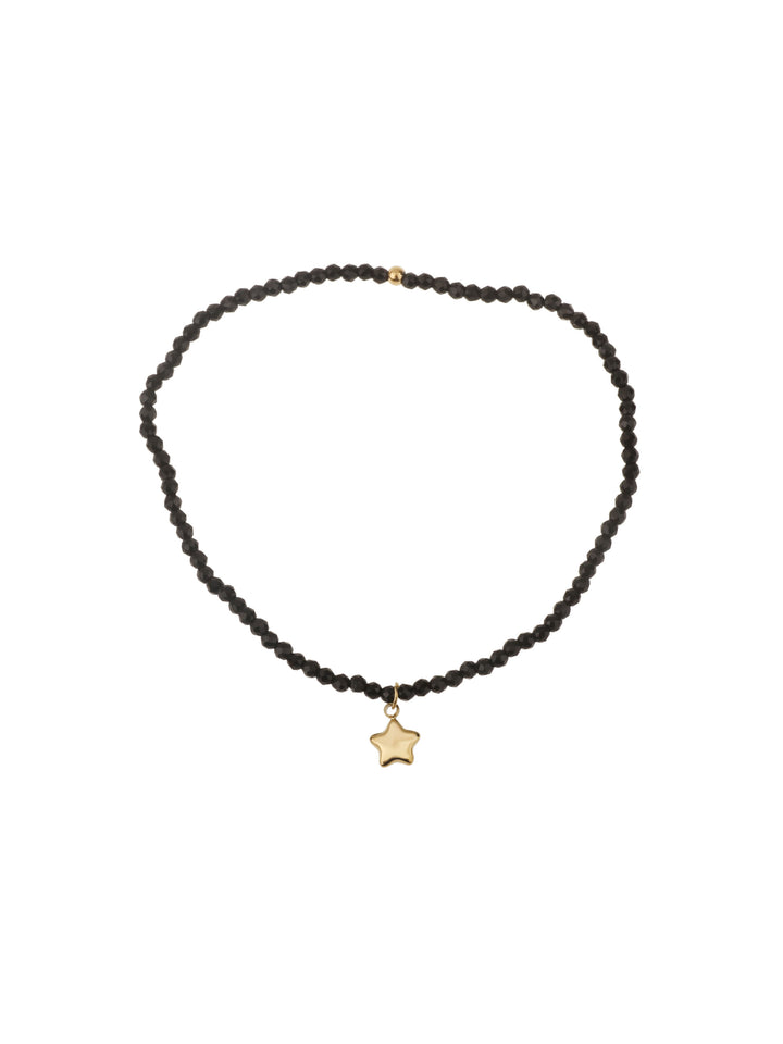 Rose & Camellia armband 3955 - Dames Armband - Black Golden Star - Elastisch - 17 cm