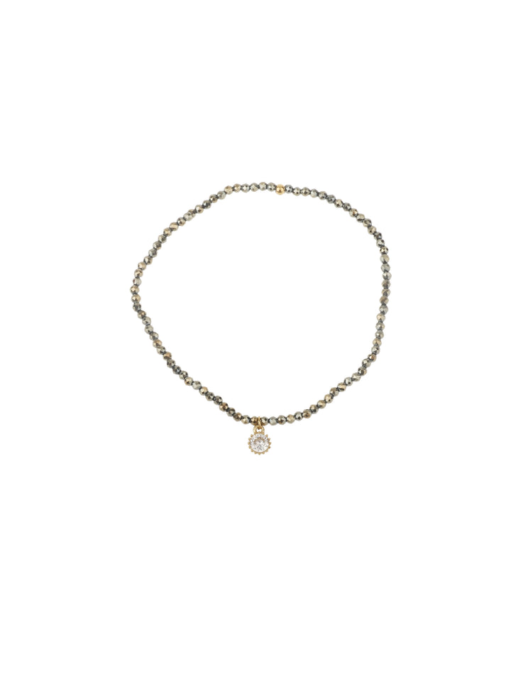 Rose & Camellia armband 3952 - Dames Armband - Blue Grey Stones - Elastisch - 17 cm