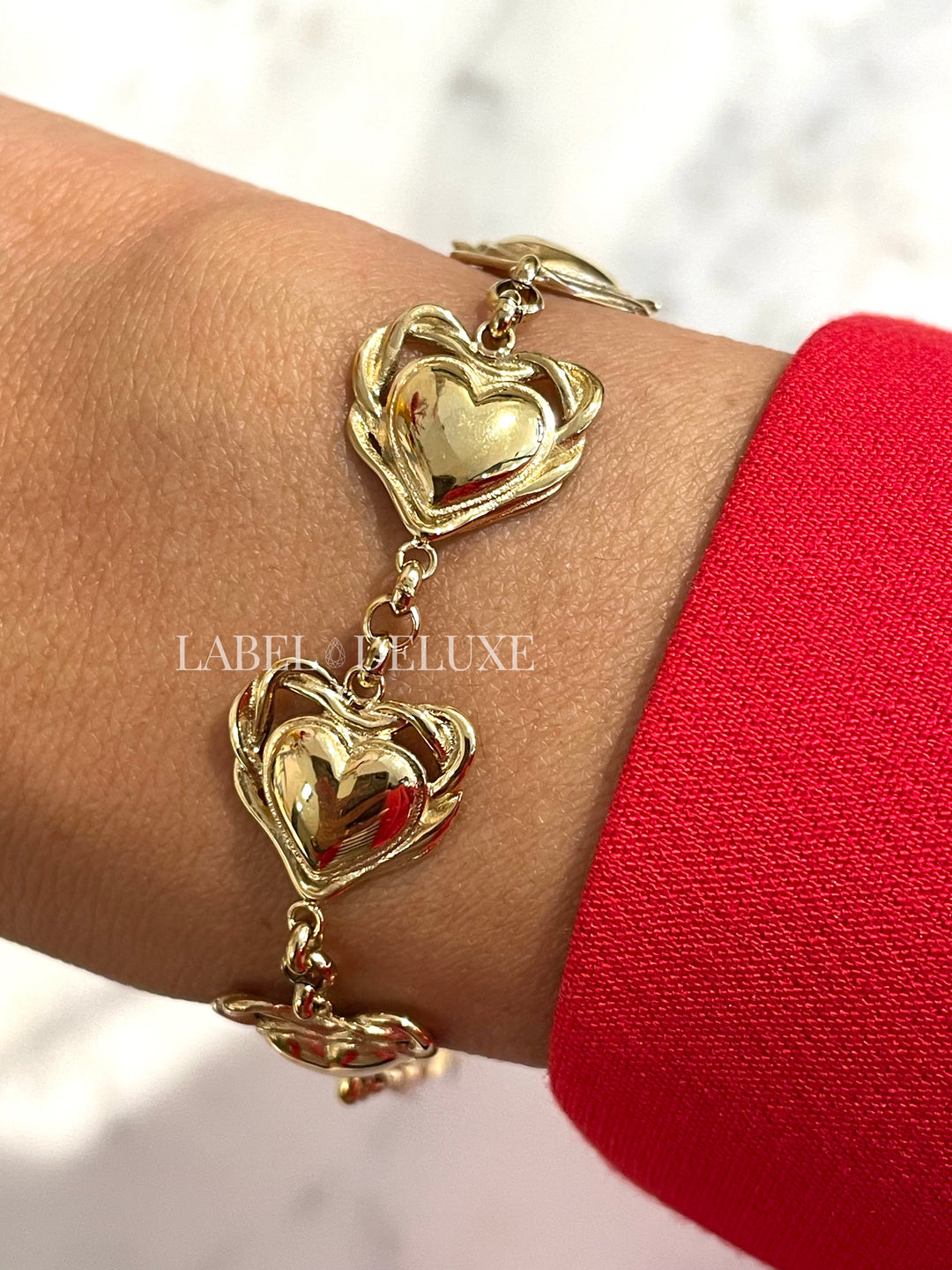 Rose & Camellia Armband 13502 - Bracelet Big Hearts - Goud - 16+3 CM