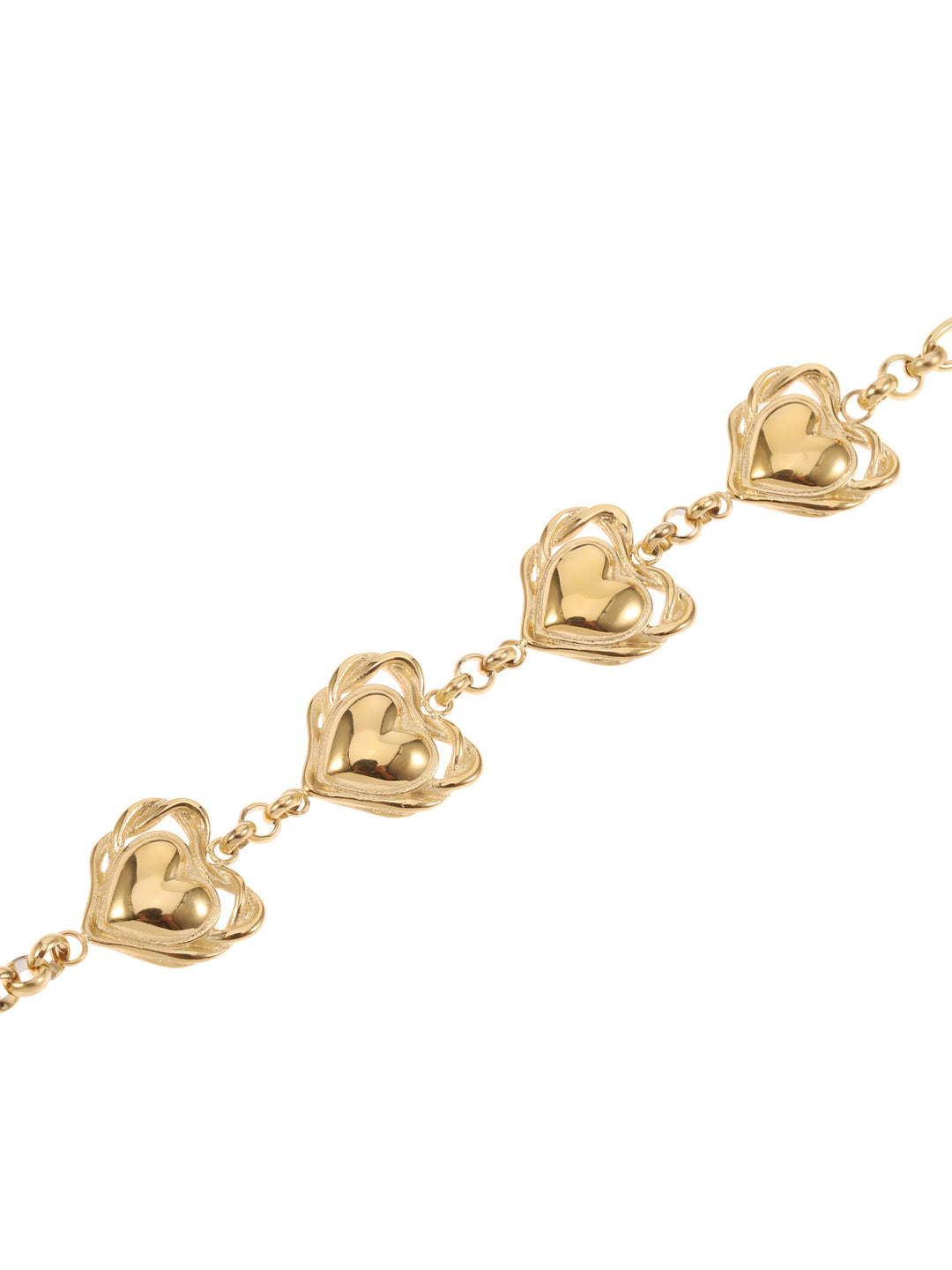 Rose & Camellia Armband 13502 - Bracelet Big Hearts - Goud - 16+3 CM