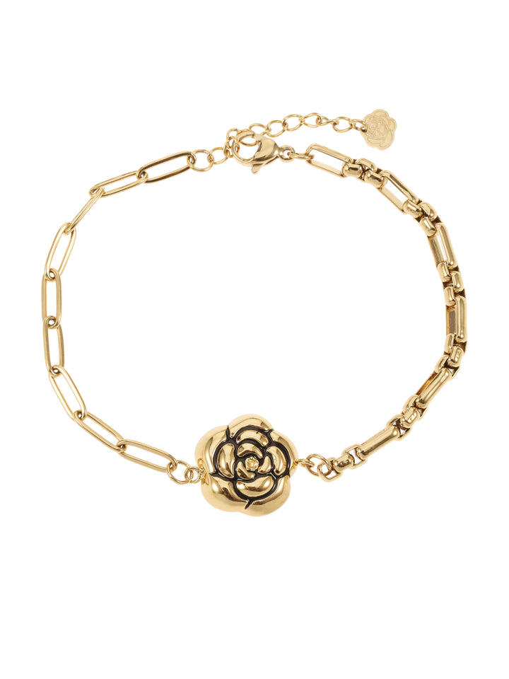 Rose & Camellia armband 7959 - Dames Armband - One Rose - Goud - 16 + 3 cm
