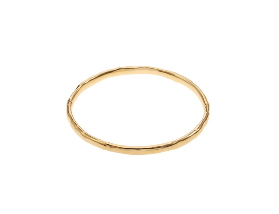 Rose & Camellia armband - Bangle Hammered Goud - Stainless Steel -  6 x 4.5 CM