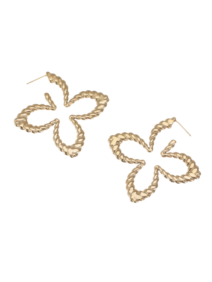 Rose & Camellia earrings 0502 - Dames Oorbellen - Clovers Big - Goud - 5.5 cm