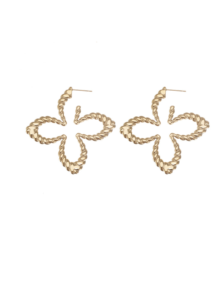 Rose & Camellia earrings 0502 - Dames Oorbellen - Clovers Big - Goud - 5.5 cm