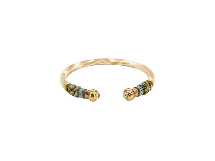 Gas Bijoux Bracelet 332135 - Dames Armband - Sari Bangle - Ivoor / Beige / Groen / Lichtblauw - 15 CM