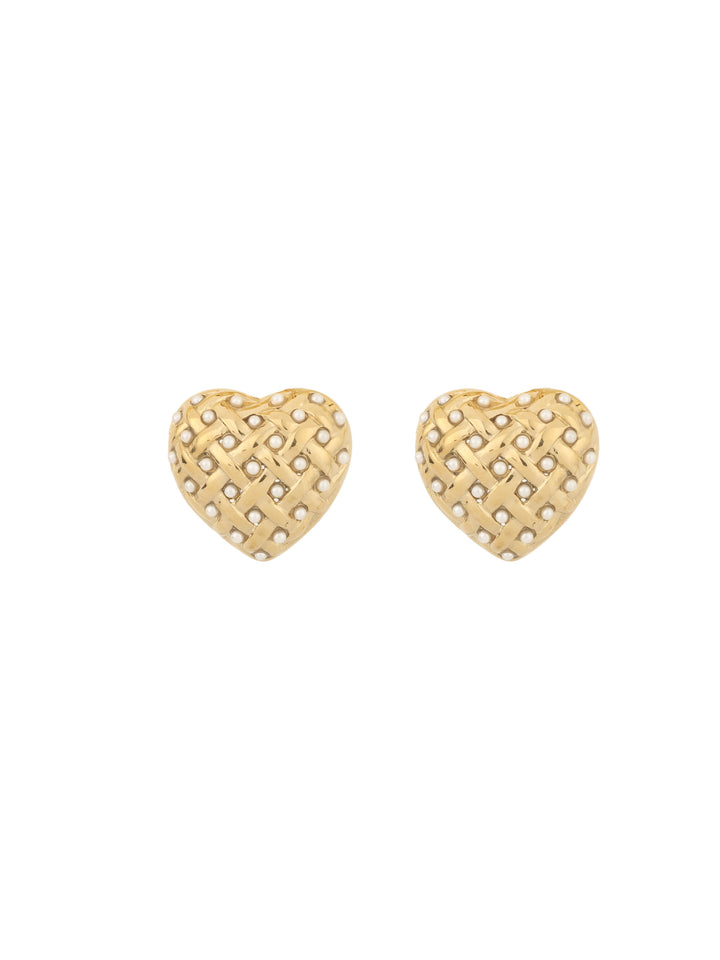 Rose & Camellia earrings 507952 - Dames Oorbellen - Hearts Studs Pearls - Goud - 2 cm