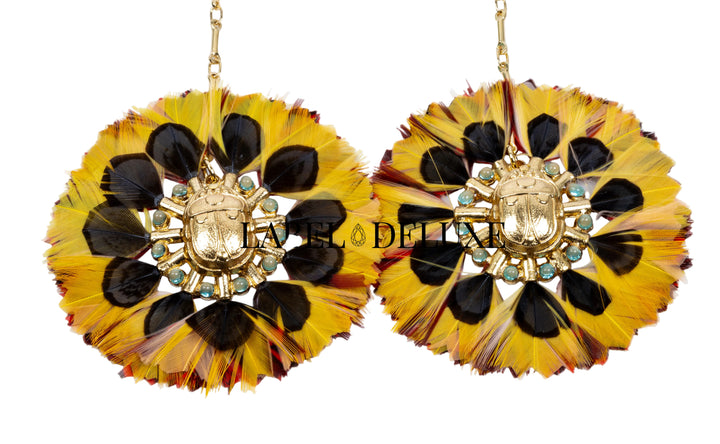 Gas Bijoux oorbellen 377108 - Dames Oorbellen - Icone Sun - Orange Yellow Opal - Gold - 9 CM