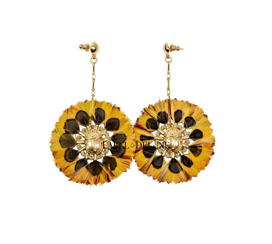 Gas Bijoux oorbellen 377108 - Dames Oorbellen - Icone Sun - Orange Yellow Opal - Gold - 9 CM