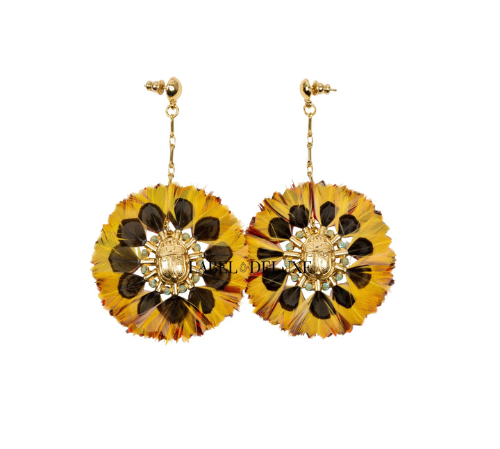 Gas Bijoux oorbellen 377108 - Dames Oorbellen - Icone Sun - Orange Yellow Opal - Gold - 9 CM
