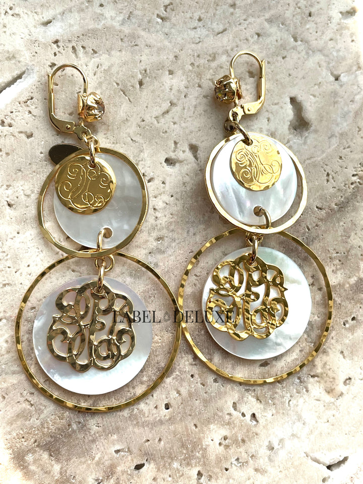 Gas Bijoux 475152 - Dames oorbellen - Idylle Petite Pearl earrings - Parelmoer goud 7 CM