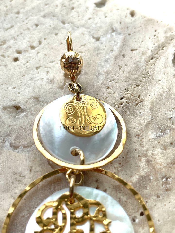 Gas Bijoux 475152 - Dames oorbellen - Idylle Petite Pearl earrings - Parelmoer goud 7 CM