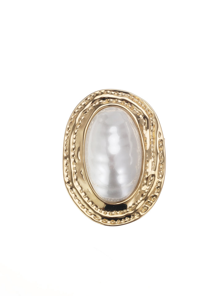 Rose & Camellia Broche 6504 - Pearl Big - Goud - 4,5 x 3,5 cm