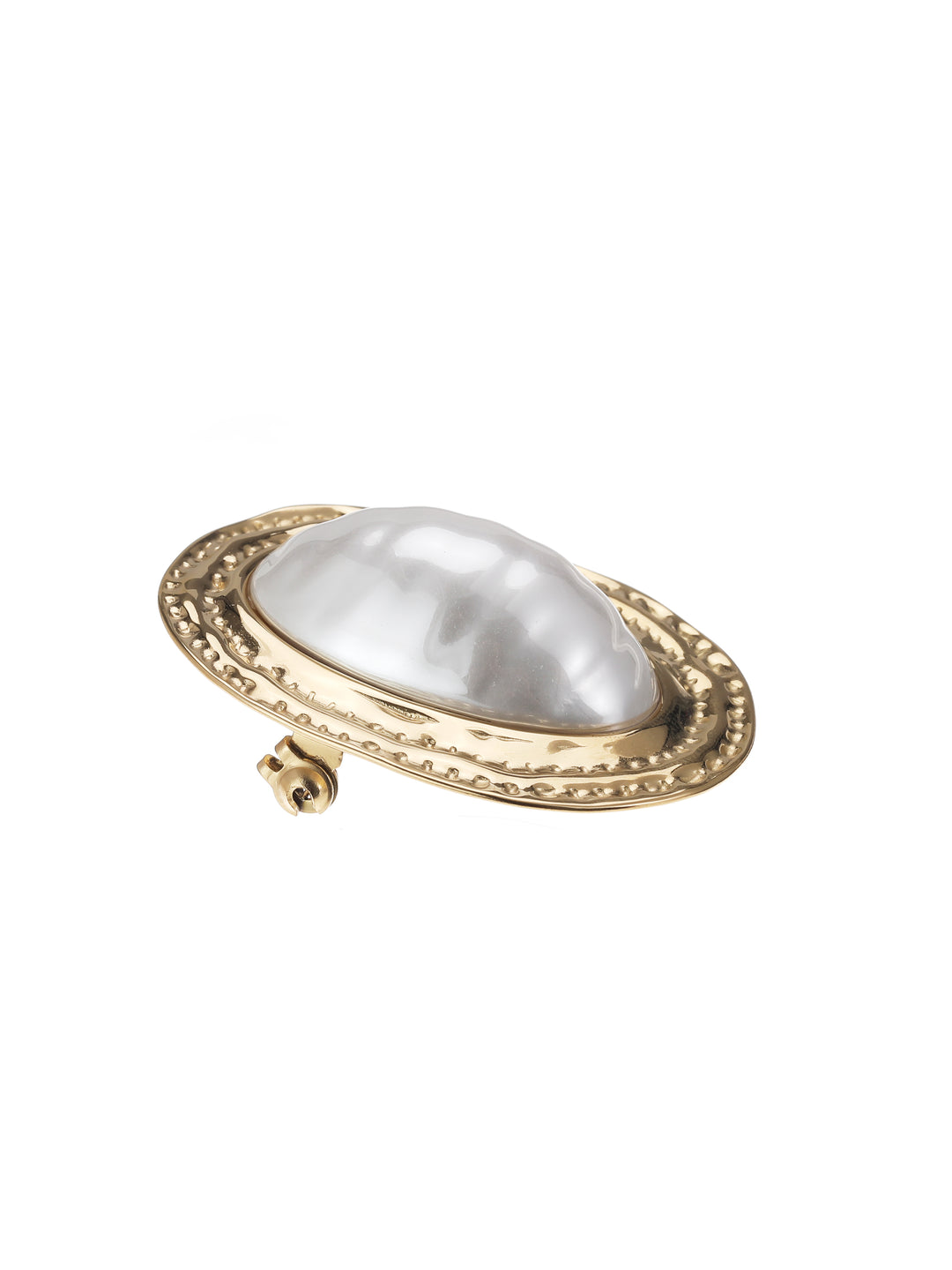 Rose & Camellia Broche 6504 - Pearl Big - Goud - 4,5 x 3,5 cm