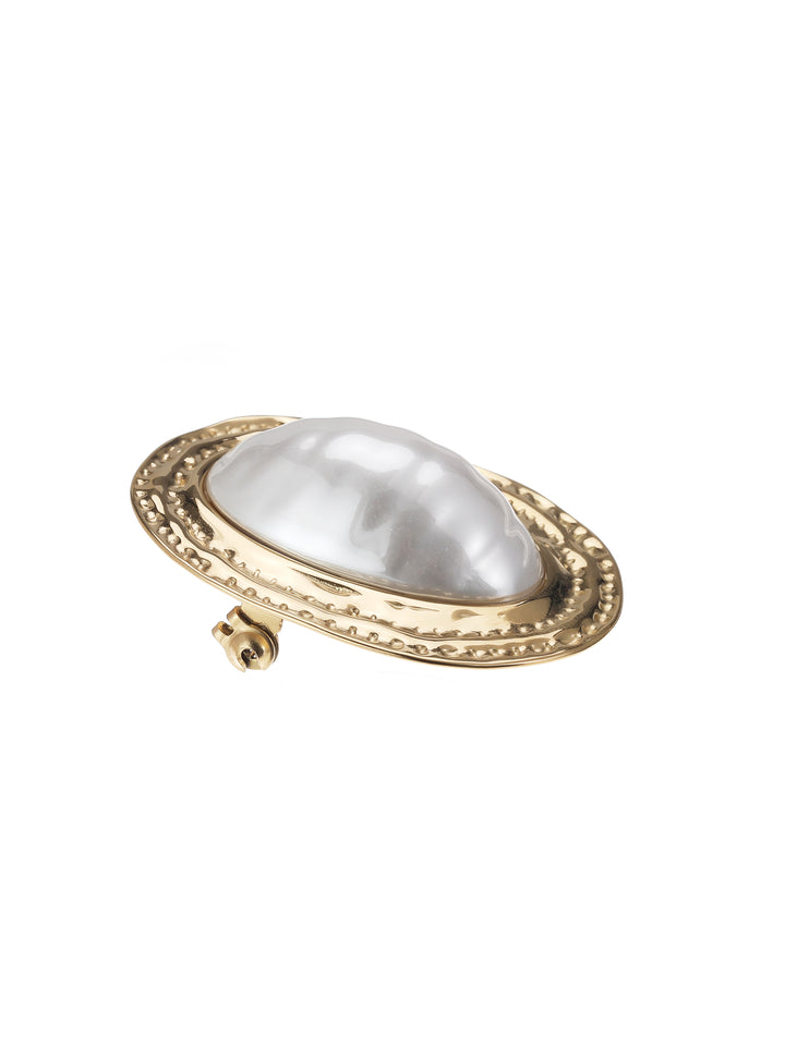 Rose & Camellia Broche 6504 - Pearl Big - Goud - 4,5 x 3,5 cm