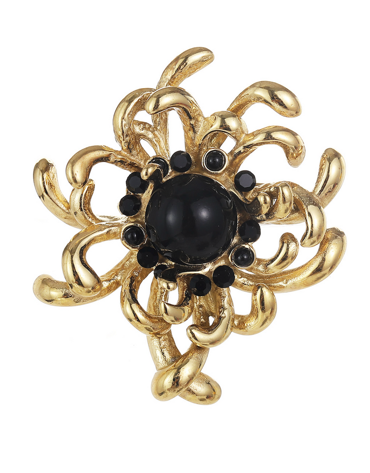 Rose & Camellia Broche 5955 - Vintage Fantasy - Zwart / Goud - 4 x 4 cm