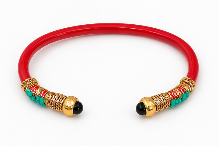 Gas Bijoux Bracelet 687793 - Dames Armband - Bracelet Sari Bis Bangle - pink blue black gold - 16 CM