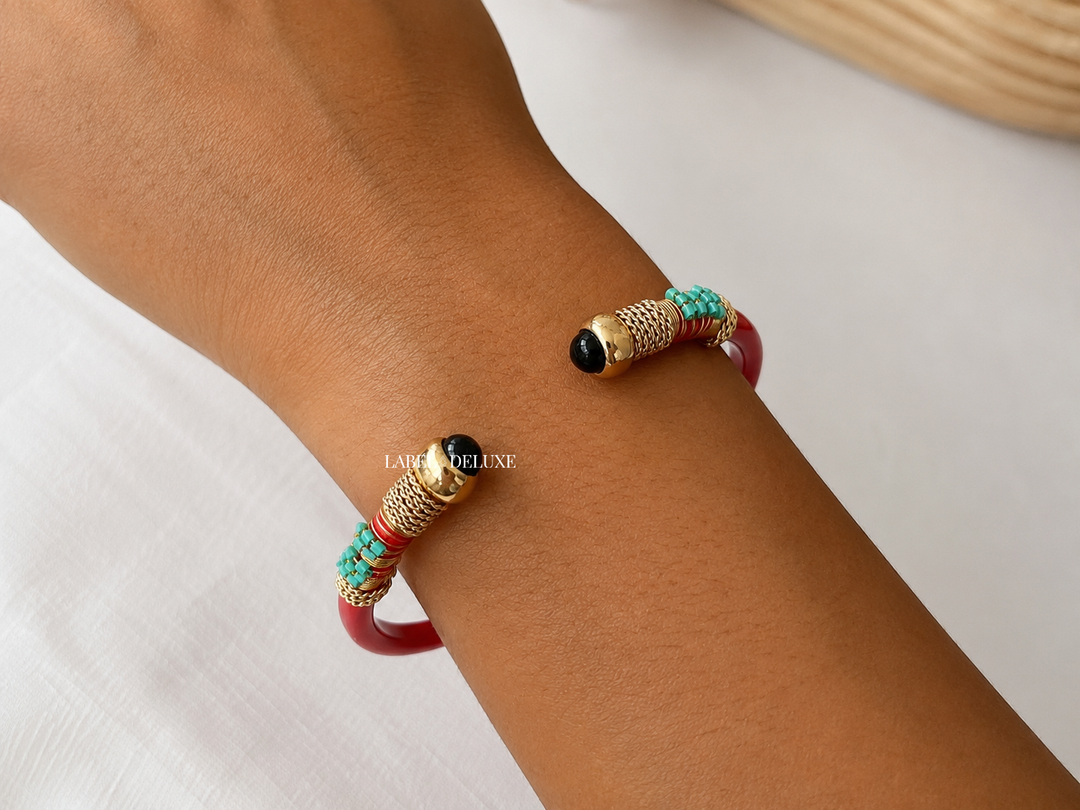 Gas Bijoux Bracelet 687793 - Dames Armband - Bracelet Sari Bis Bangle - pink blue black gold - 16 CM