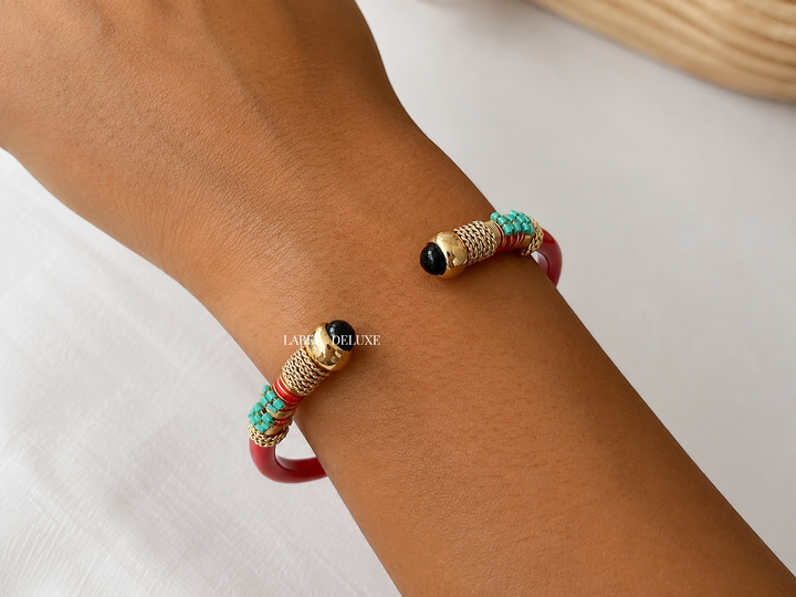 Gas Bijoux Bracelet 687793 - Dames Armband - Bracelet Sari Bis Bangle - pink blue black gold - 16 CM