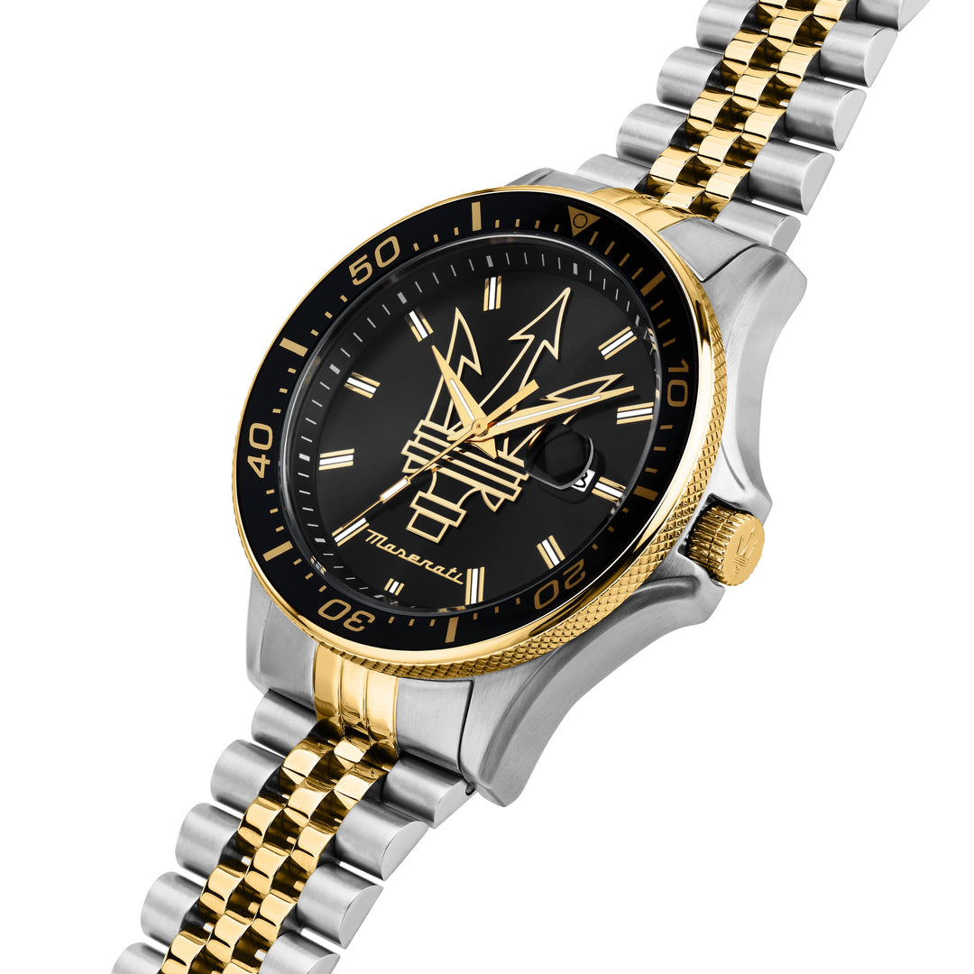Maserati Sfida watch R8853140009 - Chronograaf Herenhorloge - 44mm - Zilver/Goud/Zwart