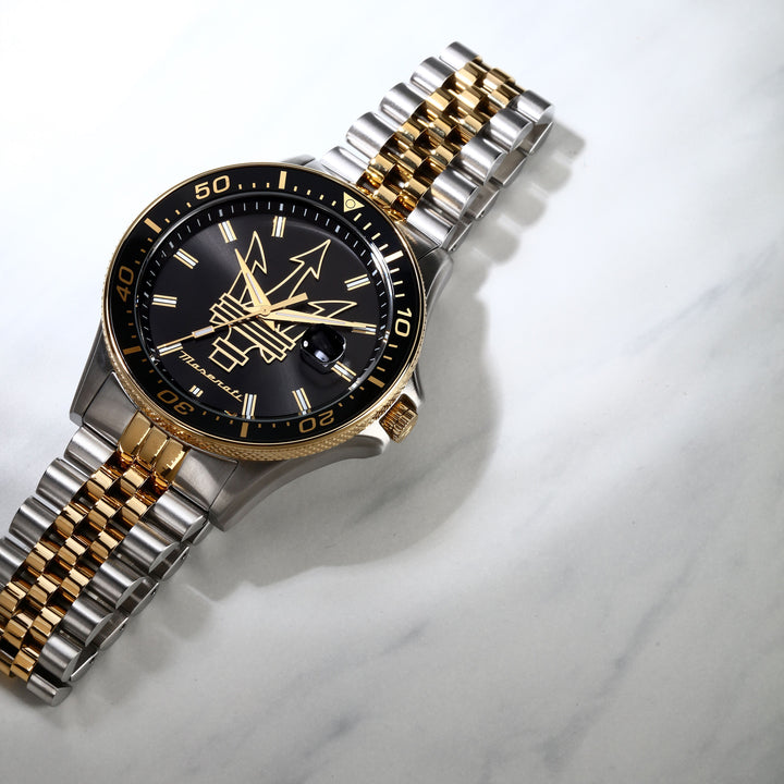 Maserati Sfida watch R8853140009 - Chronograaf Herenhorloge - 44mm - Zilver/Goud/Zwart