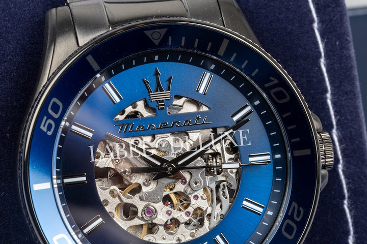 Maserati Sfida watch R8823140015 - Automatisch Herenhorloge - 44 mm - Gunmetal Blauw