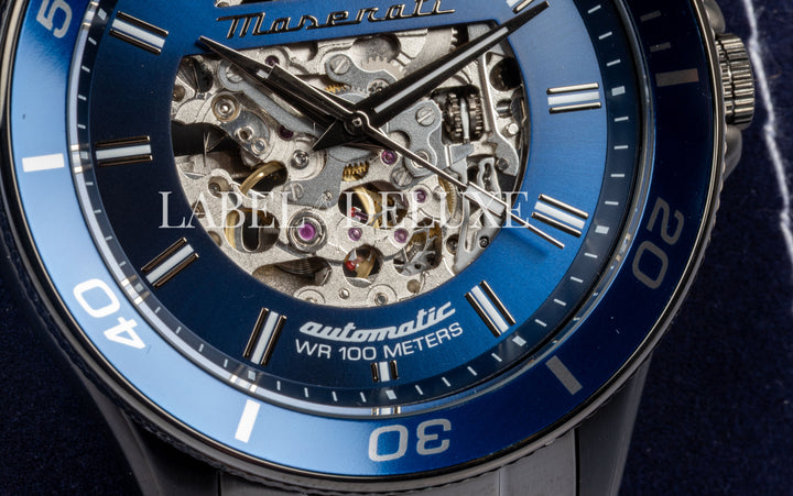 Maserati Sfida watch R8823140015 - Automatisch Herenhorloge - 44 mm - Gunmetal Blauw