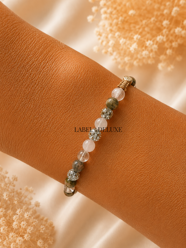 Karma Jewelry Bracelet 990044 / 83873 Kralen Armband Dames - Spiral Pink Green - Meerkleurig - 6 MM - 18.5 + 6 cm verstelbaar