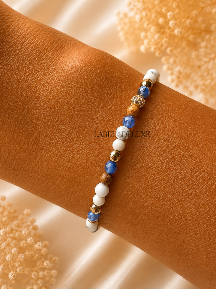 Karma Jewelry Bracelet 84084 Kralen Armband Dames - Spiral Blue eye - Meerkleurig - 4 MM - 18 cm elastiek