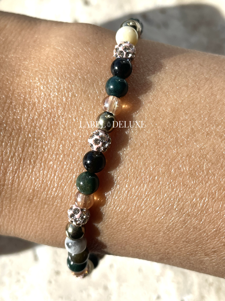Karma Jewelry armband 84673EL - Dames Armband - Spiral Loiza XXS - Rosegoud / Zwart / Groen - 18 CM