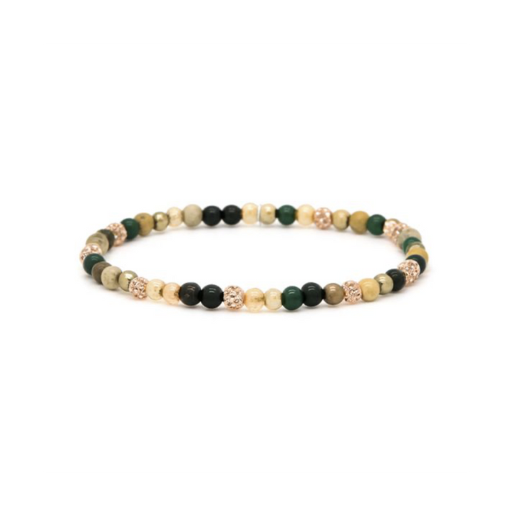 Karma Jewelry armband 84673EL - Dames Armband - Spiral Loiza XXS - Rosegoud / Zwart / Groen - 18 CM
