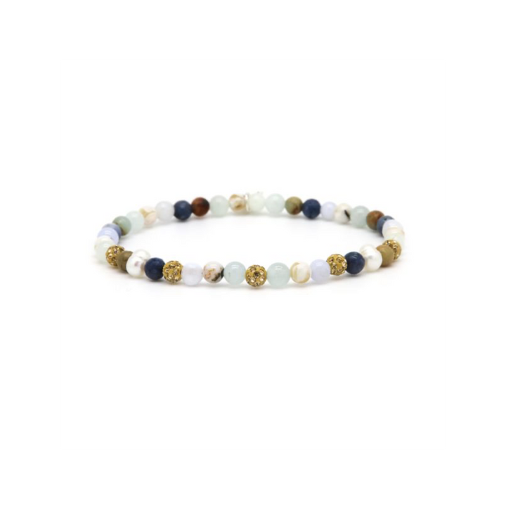 Karma Jewelry armband 84694EL - Dames Armband - Spiral Sylvi XXS - Goud / Blauw / Wit - 18 CM