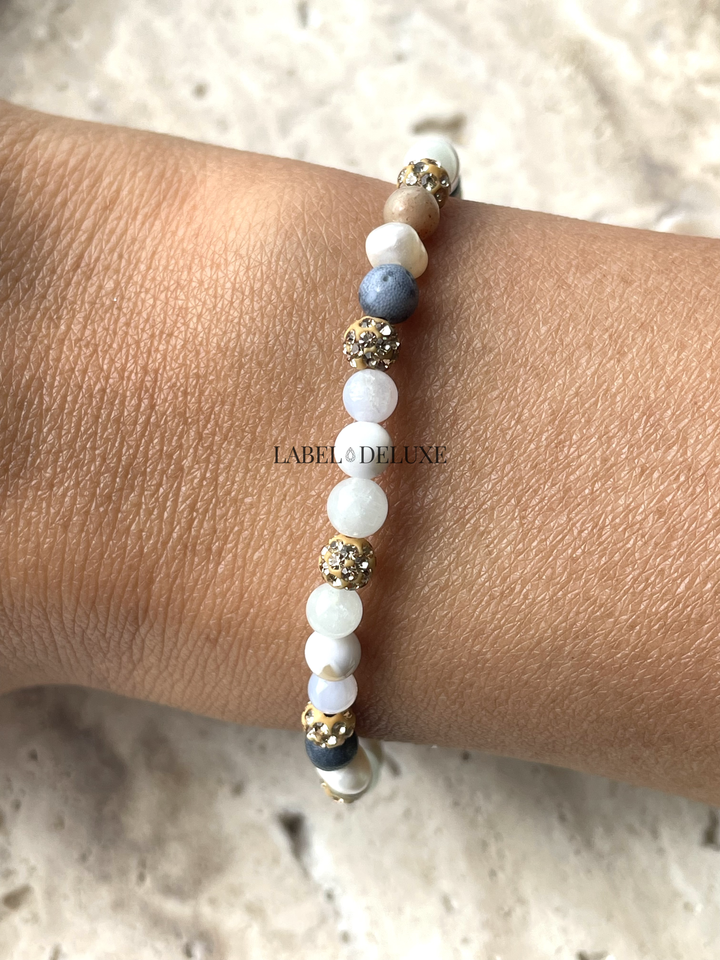 Karma Jewelry armband 84694EL - Dames Armband - Spiral Sylvi XXS - Goud / Blauw / Wit - 18 CM