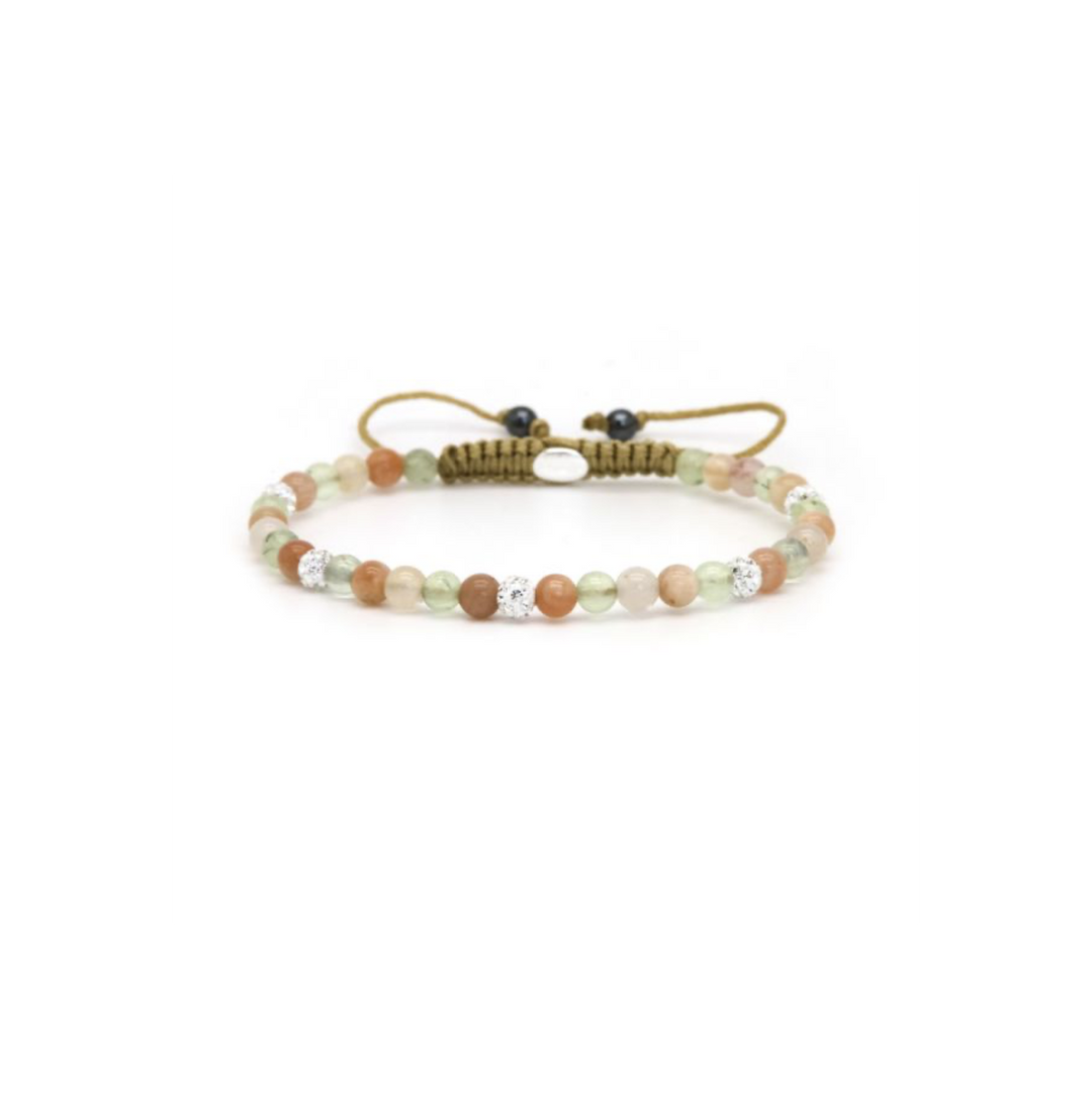 Karma Jewelry 84705 - Dames Armband - Bracelet Spiral Kyra - Wit Crystal / Roze / Groen - XXS - 4 MM