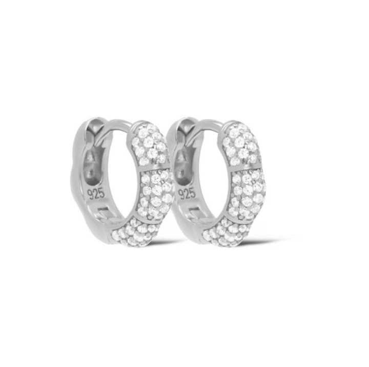 Karma Jewelry H632S - Oorringen Dames - Hinged Hoops Cellie Zirconia - 925 Sterling Zilver - Zilverkleurig - 13 MM