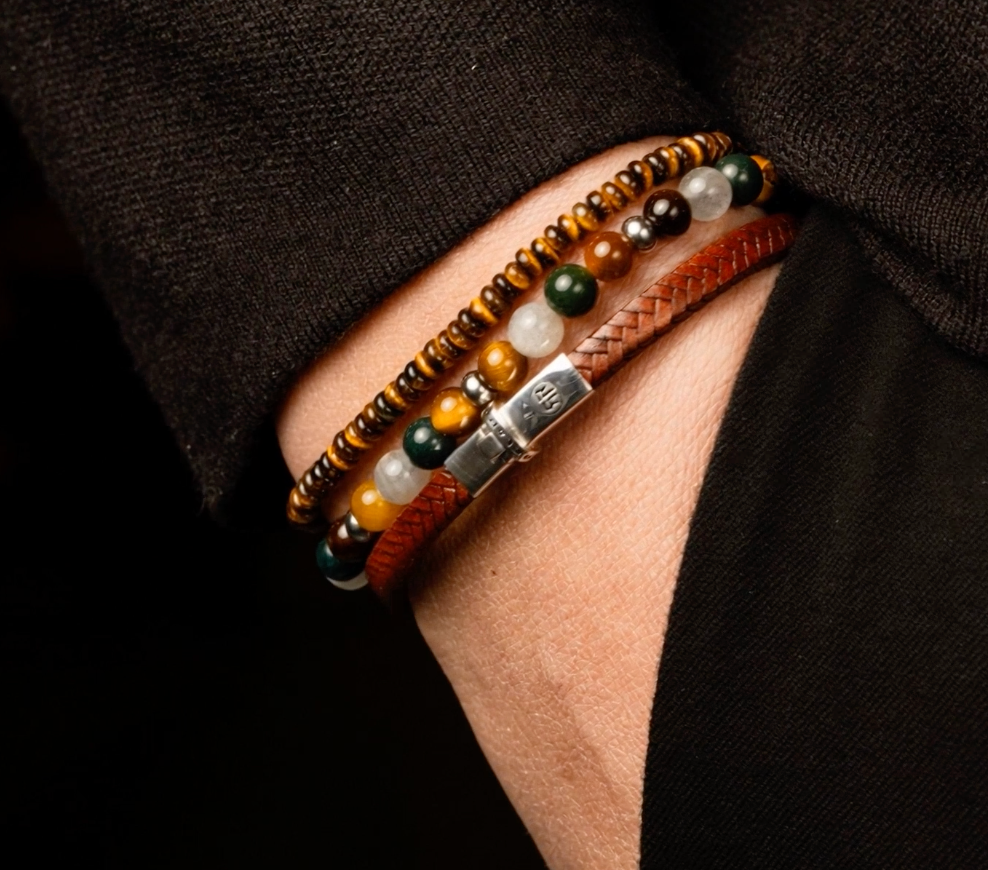 Rebel & Rose RR-60144-S-L - Herenarmband - Stones Only - Mountain Forest - 6 mm - Maat L (±19 CM)