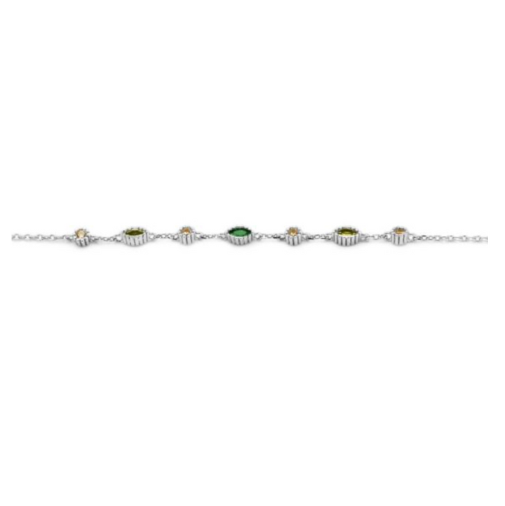 Karma Jewelry 94160S_EG Bracelet Jules Emerald Green & Champagne - Sterling Zilveren Damesarmband - 16 + 3 CM