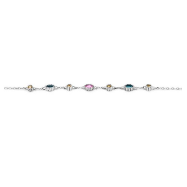 Karma Jewelry 94160S_LB Bracelet Jules Blauw Roze Champagne - Sterling Zilveren Damesarmband - 16 + 3 CM