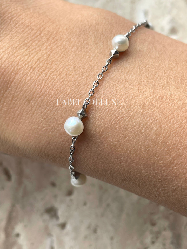 Karma Jewelry 94164S Bracelet Leni Pearls - Sterling Zilveren Damesarmband - 16 + 3 CM