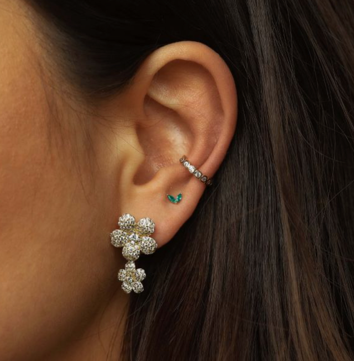 Karma Jewelry X195 - Symbols XL Lillies Flowers Dames Oorbellen - 925 Sterling Zilver - 14K Gouden Plating - Goudkleurig - 25 MM