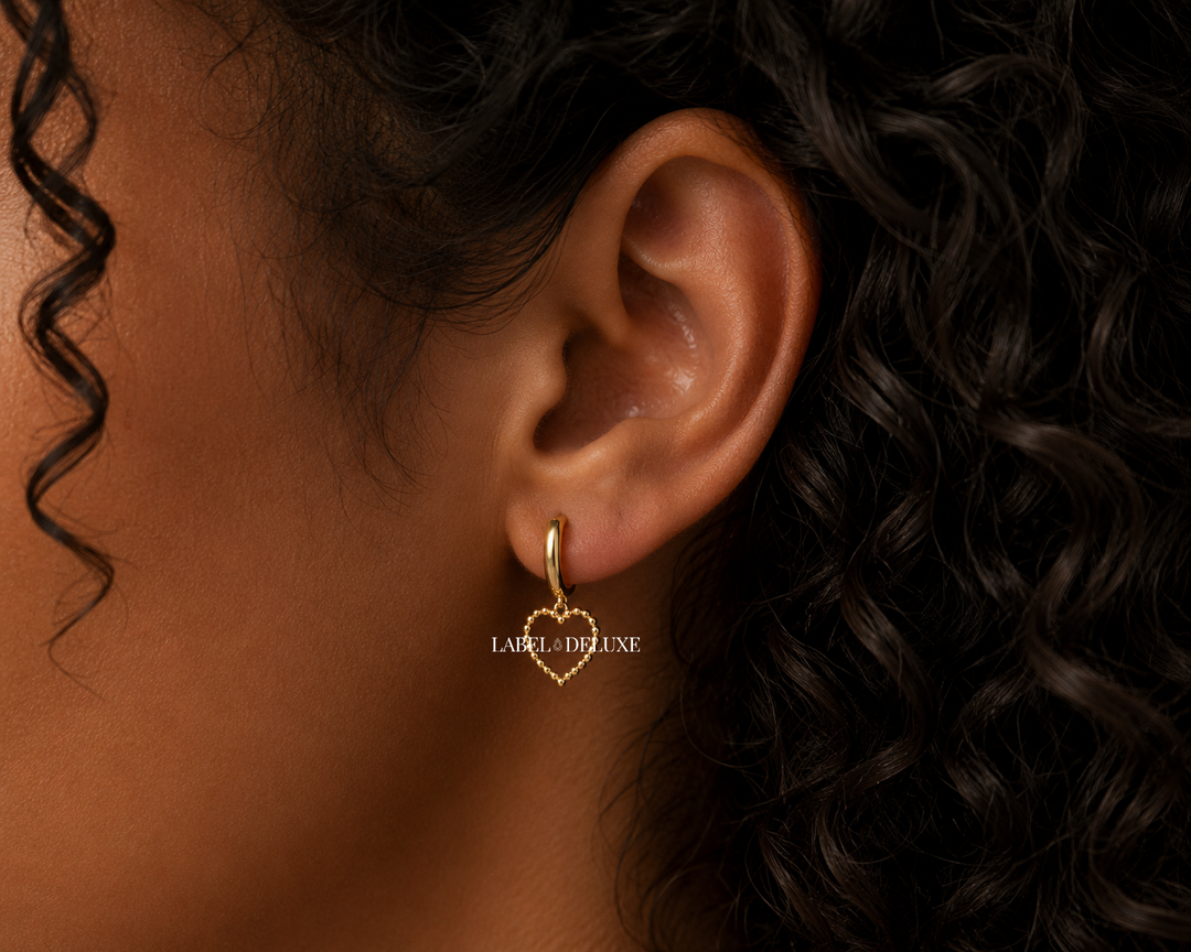 Karma Jewelry A170GP - Oorbellen Dames - Hoops Milly Open Hearts - 925 Sterling Zilver - 14K Gouden Plating - Goud - 28 MM