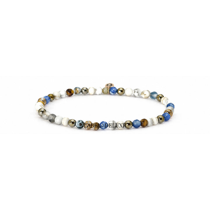 Karma Jewelry Bracelet 990022 Kralen Armband Dames - Spiral Blue eye - Meerkleurig - 4 MM - 18 cm elastiek
