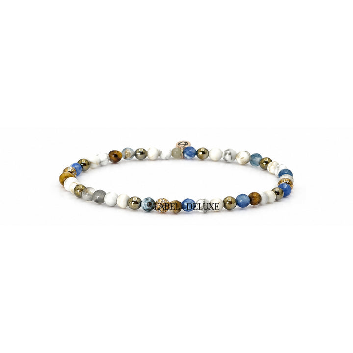 Karma Jewelry Bracelet 990022 Kralen Armband Dames - Spiral Blue eye - Meerkleurig - 4 MM - 18 cm elastiek