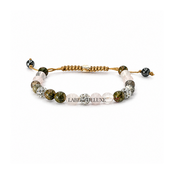 Karma Jewelry Bracelet 990044 / 83873 Kralen Armband Dames - Spiral Pink Green - Meerkleurig - 6 MM - 18.5 + 6 cm verstelbaar