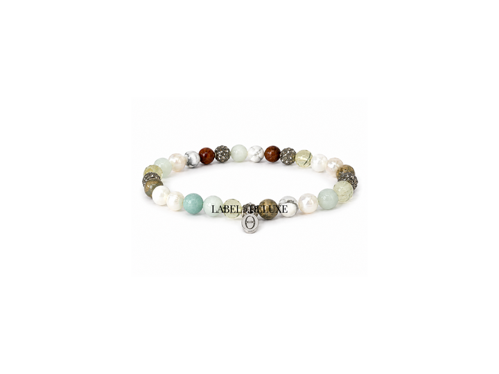 Karma Jewelry Bracelet 990066 / 83798EL Kralen Armband Dames - Spiral Pearl Grey - Meerkleurig - 6 MM - 18 cm elastiek