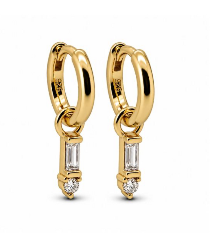 Karma Jewelry A147GP - Hinged Hoops EMMY Clear - Oorbellen Dames - 925 Sterling Zilver - 14K Gouden Plating - Goudkleurig - 19 MM