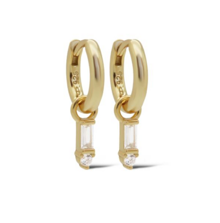 Karma Jewelry A147GP - Hinged Hoops EMMY Clear - Oorbellen Dames - 925 Sterling Zilver - 14K Gouden Plating - Goudkleurig - 19 MM