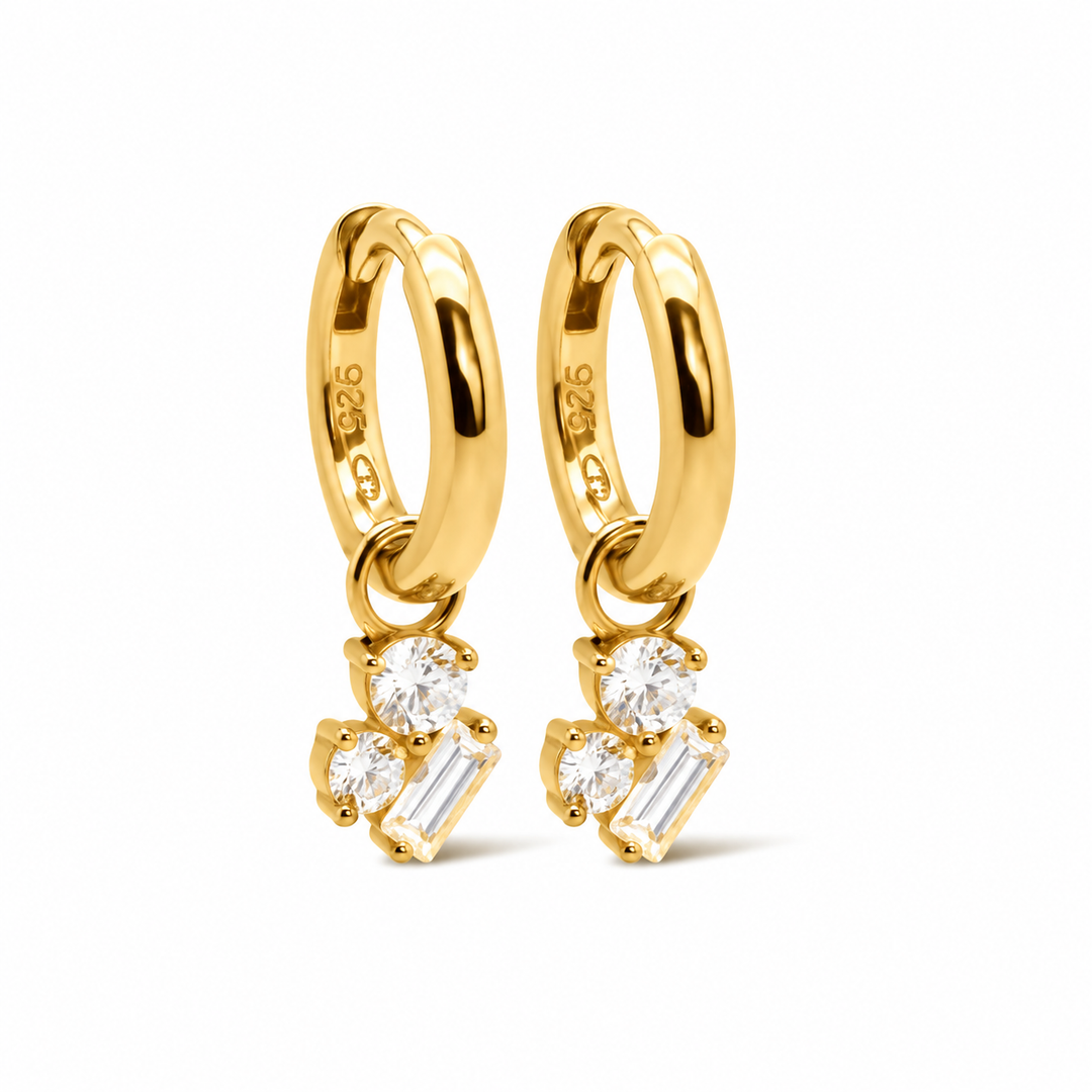 Hinged Hoops Nien Baguette A159GP - Oorbellen - Goud